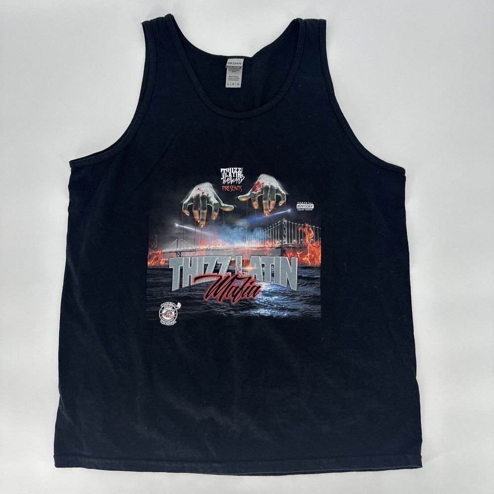 Thizz Latin Graphic Tank Top Men's Size Large Black Gildan